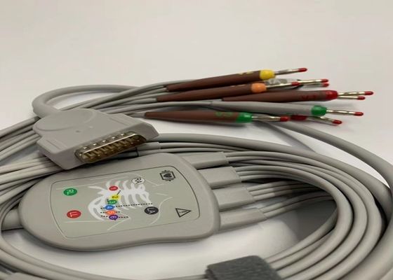 Cable di ECG a piombo grigio 10 con connettore di banane standard statunitense a 15 pin 4.0
