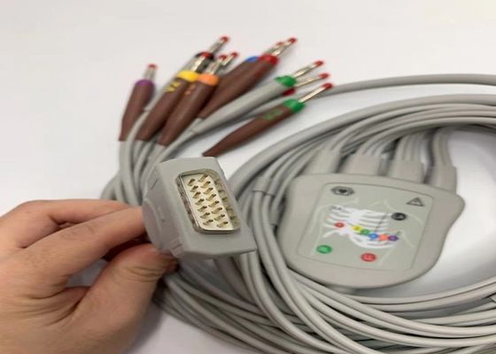 Cable di ECG a piombo grigio 10 con connettore di banane standard statunitense a 15 pin 4.0