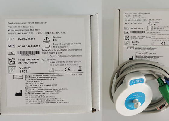 MS3-31527 Toco Transducer Probe 6 Aglio Single Slot Blu Ribbon Velcro 2.5m Lunghezza