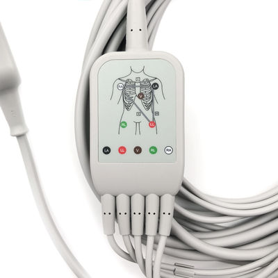 5831400 Cavo a piombo e cavo a tronco ECG 5 Cavo a piombo non staccabile, Grabber, AHA,4.7M/15 FT