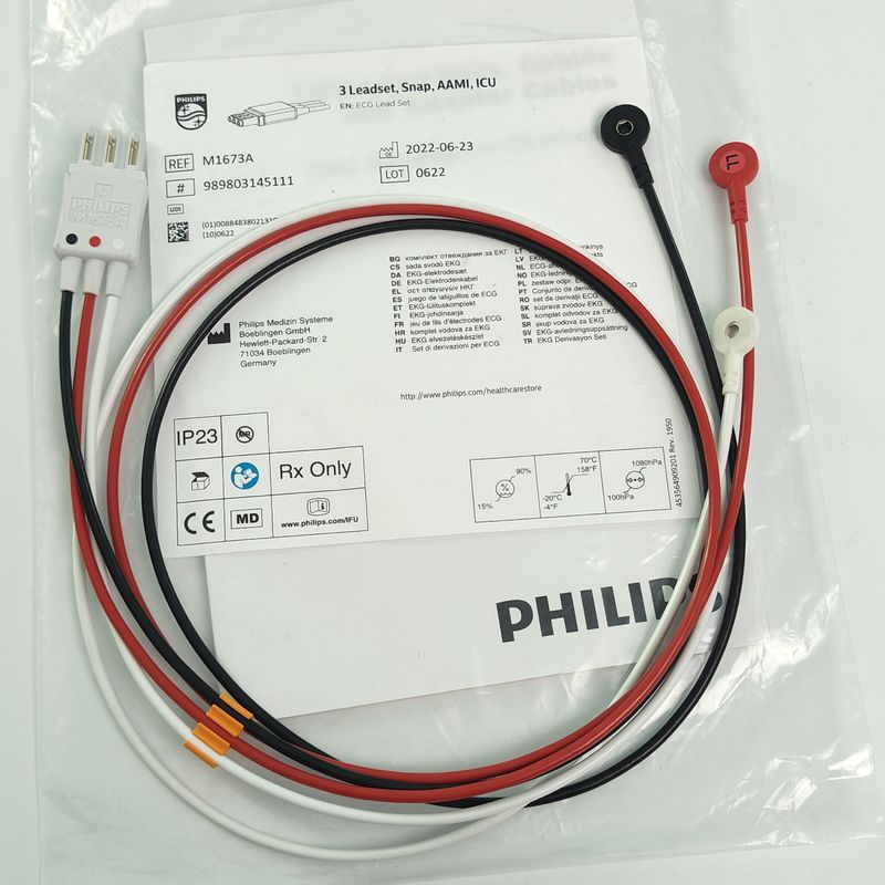 REF M1673A PHILIP Monitor del paziente CBL 3 Leadset Snap AAMI ICU PN 989803145111