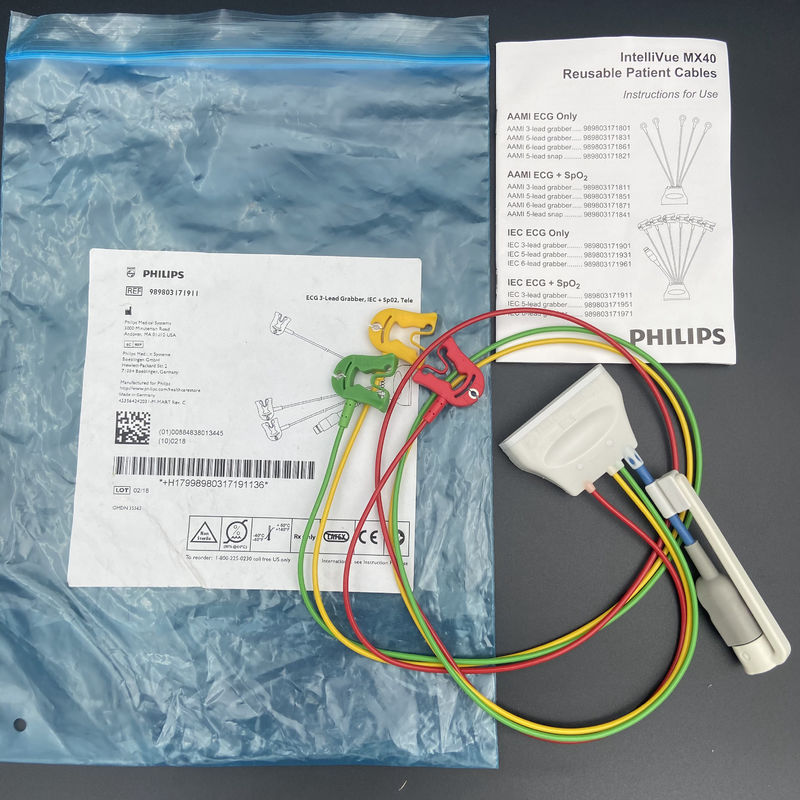 Clamp standard europeo a tre guide con connettore dell'ossigeno nel sangue ECG a tre piombo REF:989803171911