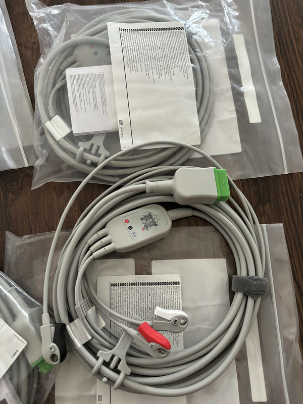 GE Leadwire And Trunk Cable REF: 5831398 ECG 3 CABLE di Lead UNDETACHABLE GRABBER AHA 4.7M 15FT
