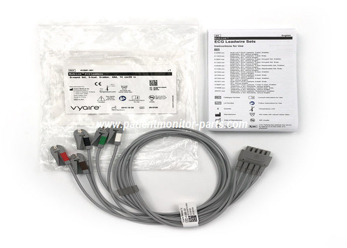 Settile di gruppo di fili a piombo per ECG multi-link, 5 Lead Grabber AHA 74CM / 29IN PN 412681-001