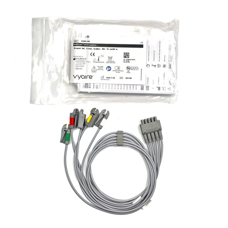 GE Ref:412681-003 Gruppo di fili di conduzione ECG multi-link,5 -Lead,Grabber,IEC 74 CM /29 IN